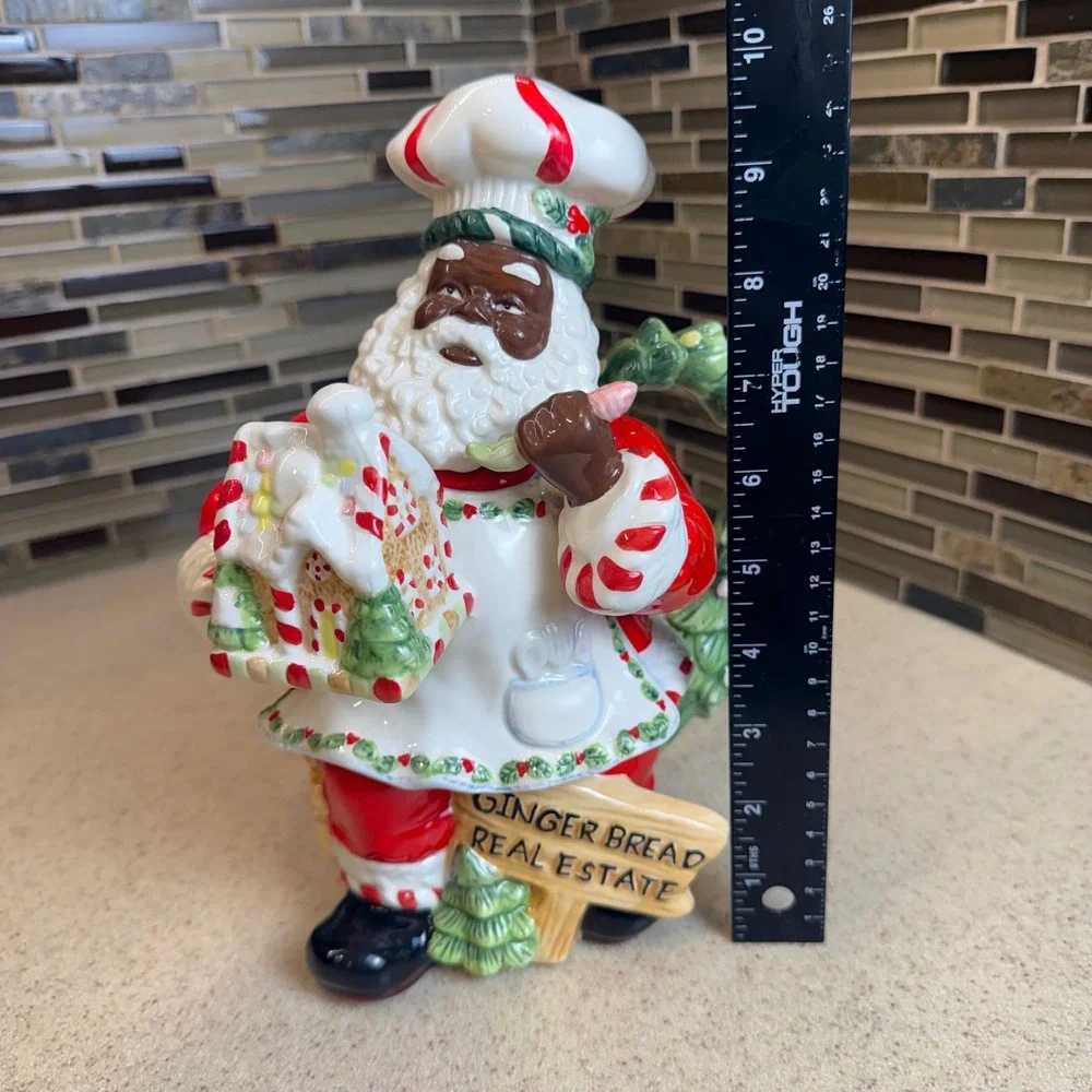Black Chef Santa Ceramic Teapot 30oz Gingerbread Real Estate Christmas Novelty
